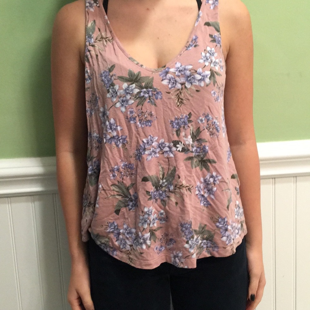 Pink floral tank top